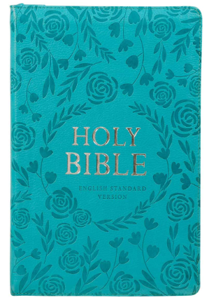 ESV Turquoise Faux Leather Standard Bible Thumb Indexed With Zip
